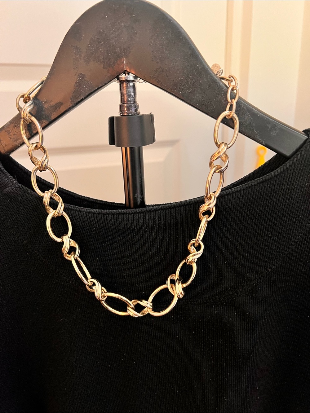 Charming Charlie Twisted and Oval Gold-Tone Link Necklace
